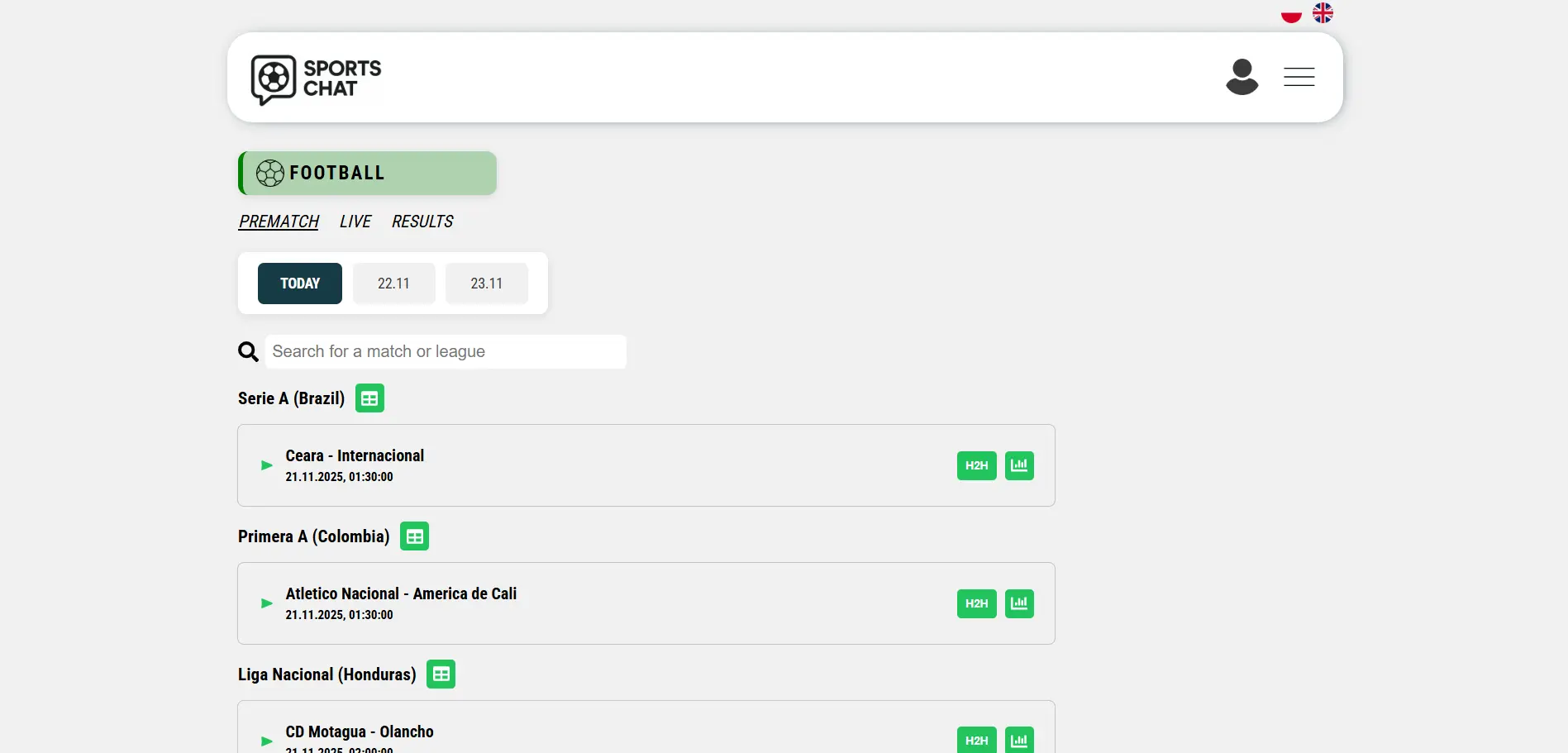 Czat Sportowy - Zrzut ekranu 1